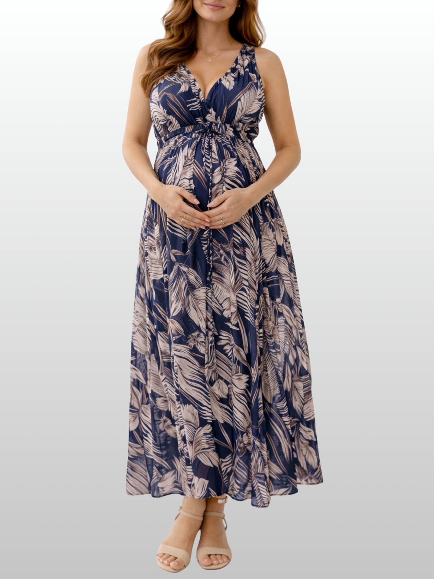 Maternity Maxi Dress, Boho Floral Print, Empire Waist, Photoshoot, Baby Shower, Airy Light, Summer