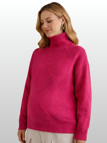 Umstandspullover, Zopfstrick, Relaxed Fit, Elegant, Hochgeschlossen, Büro & Events, Alle Trimester