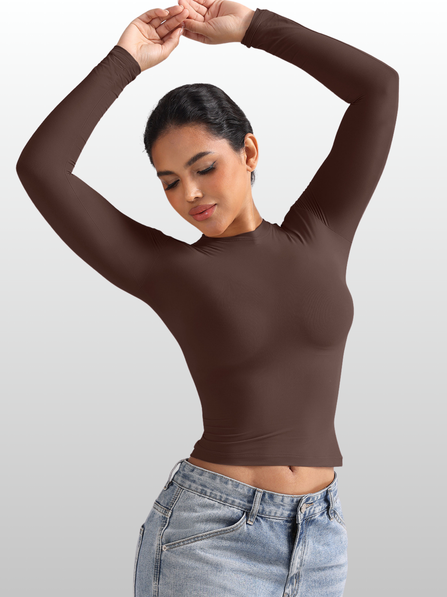 Shaping Top, Langarm, Kompressions-Fit, Second-Skin, Bauchweg-Effekt, Rundhals, Damen