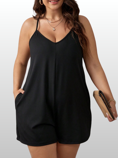 Maternity Jumpsuit, Short, Sleeveless, Plus Size, Loose Fit, Pockets, Summer, Pregnancy Postpartum