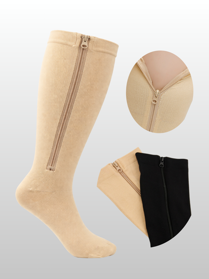 Kompressions Support-Socken, Plus Size, Reißverschluss, Kompression, Breite Waden, Knielang, Schwangerschaft