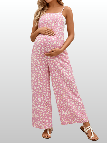 Umstands-Jumpsuit mit Blumenmuster & weitem Bein, ärmellos
