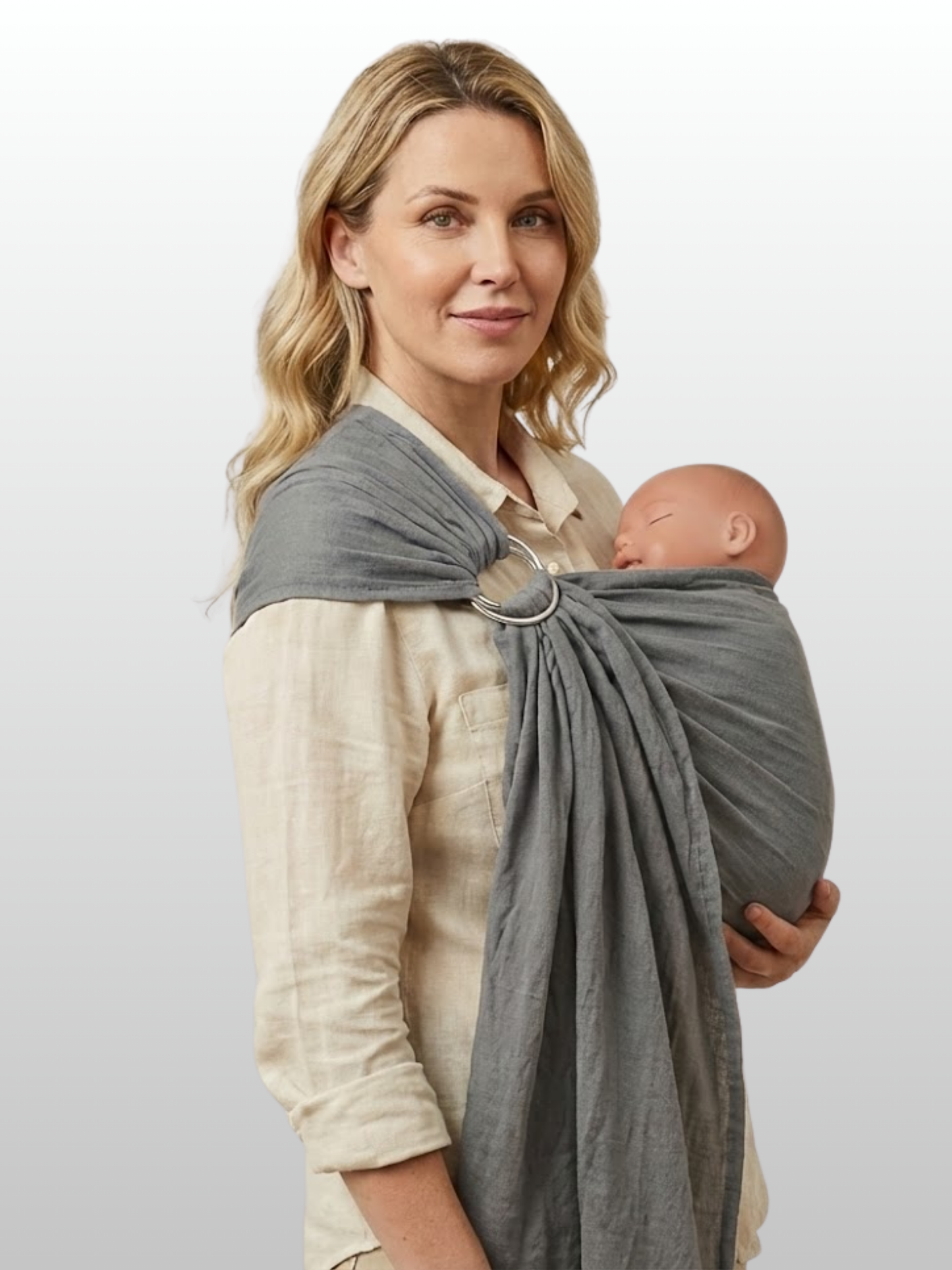 Ringsling, Neugeborene, Skin-to-Skin, Leinen-Baumwolle, Ergonomisch, Atmungsaktiv, C-Kurven-Haltung
