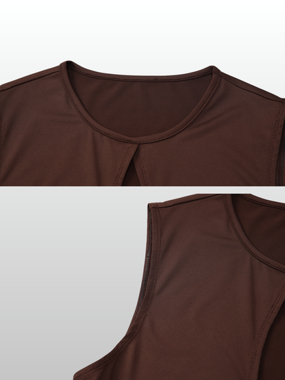 Top Damen ärmellos mit Keyhole-Ausschnitt, figurbetont, Stretch