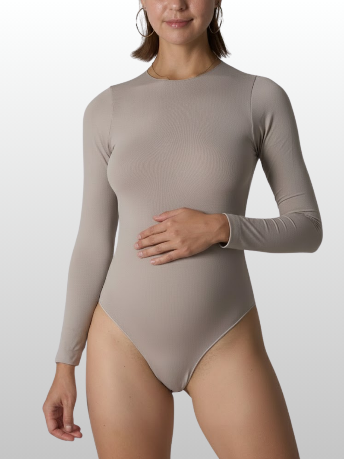 Umstands-Body, Langarm, Nahtlos, Stretch-Fit, Alle Trimester, Schwangerschaft