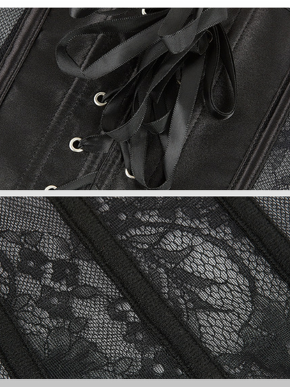 Umstandsmode, Taillenformer-Korsett, Spitzen-Mesh, Front-Busk-Verschluss, Schnür-Korsett, Sanduhr Figur