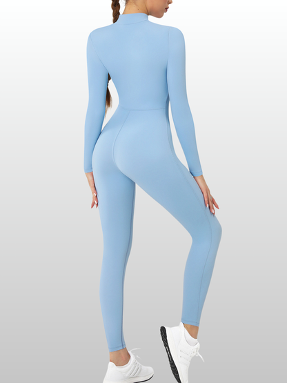 Jumpsuit Damen langarm, figurformend, mit Reißverschluss