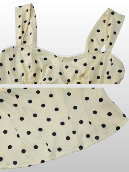 Corset Top Polka Dot with Sweetheart Neck, Wide Straps