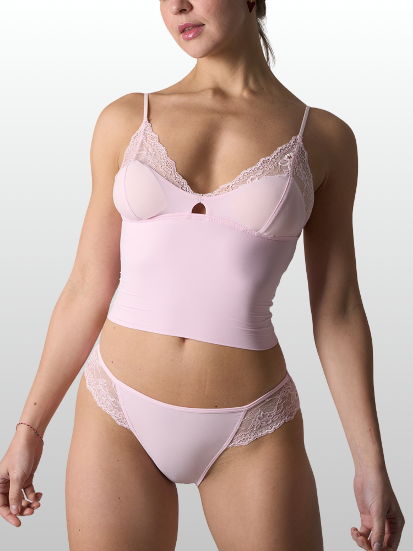 Camisole & Unterwäsche Set, Spitzenbesatz, Soft Sculpt, Kabellos, Romantisch, Loungewear, Zweiteilig