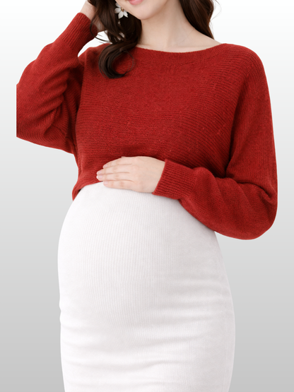 Umstandspullover, Fledermausärmel, Rippstrick, Layering, Flexibel, Ganzjahres, Alle Trimester