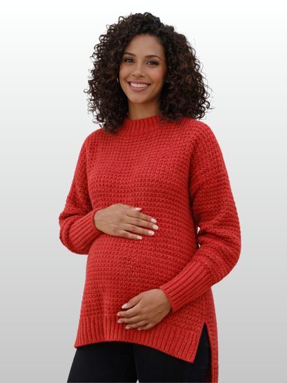 Umstandspullover, Seitenschlitz, Strick, Locker, Herbst & Winter, Alle Trimester, Schwangerschaft & danach