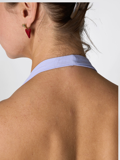 Halter Top Seamless Cropped with Scoop Neck and Wide Neck Strap