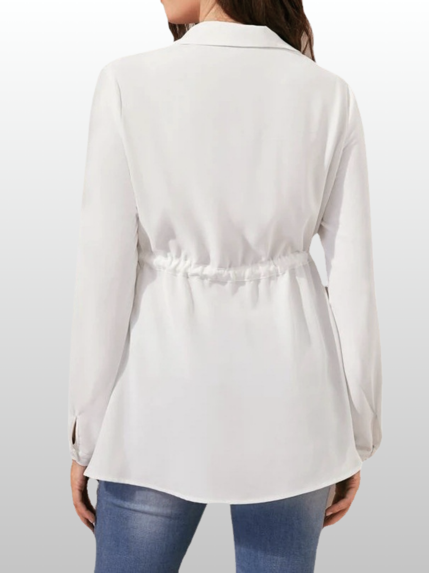 Maternity Blouse, Empire Waist, Adjustable Drawstring, A-Line, Shirt Collar, All Trimesters, Office, Nursing