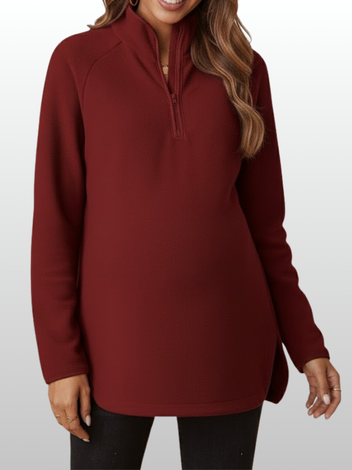 Umstandsmode, Fleecepullover Half-Zip, Schwangerschaft Pullover Oversized Weich, Langarm Fleece Umstandsmode, Warmer Winter Hoodie