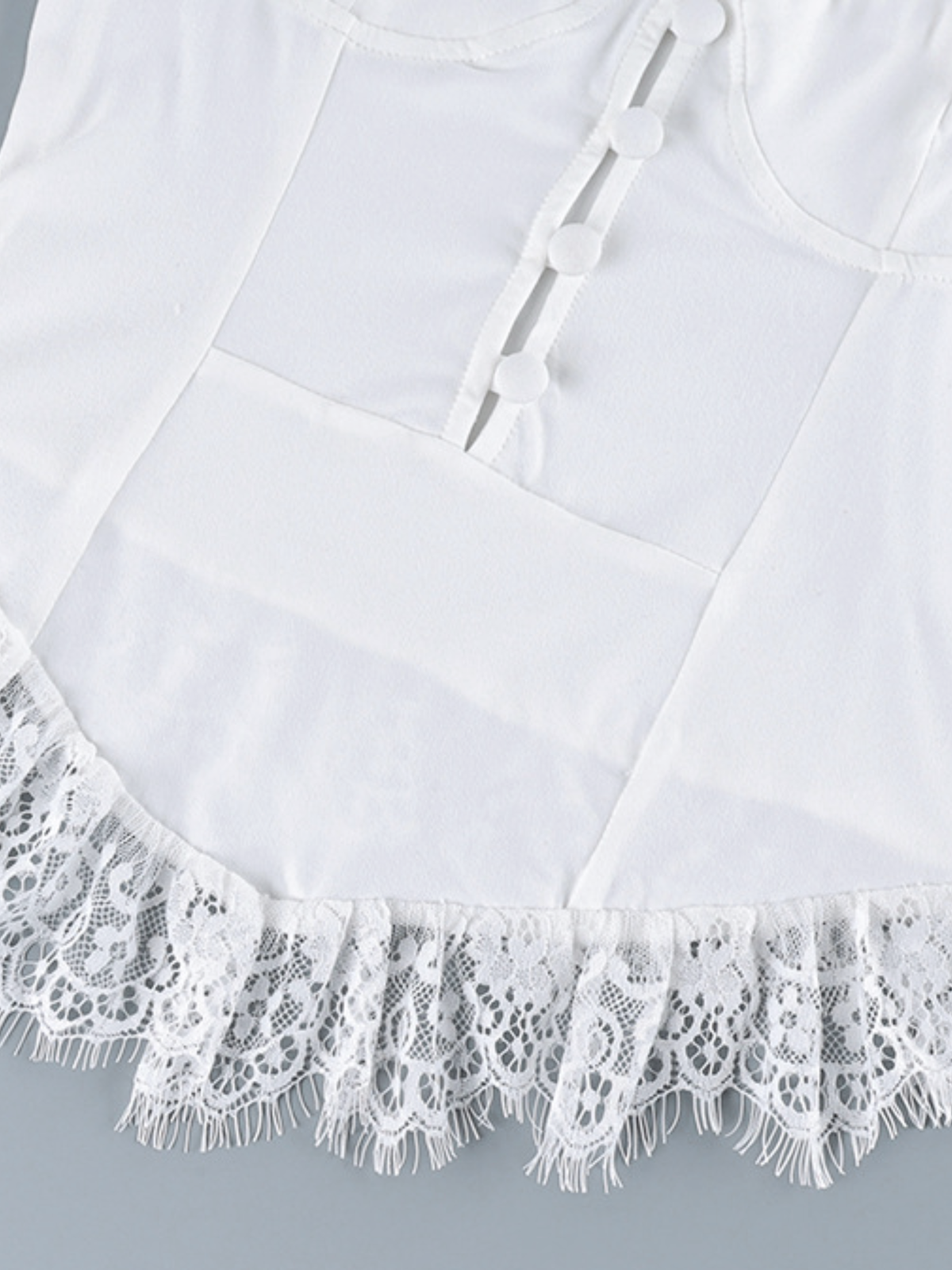 Lace Cami Top in Corset Style with Covered Buttons and Adjustable Straps