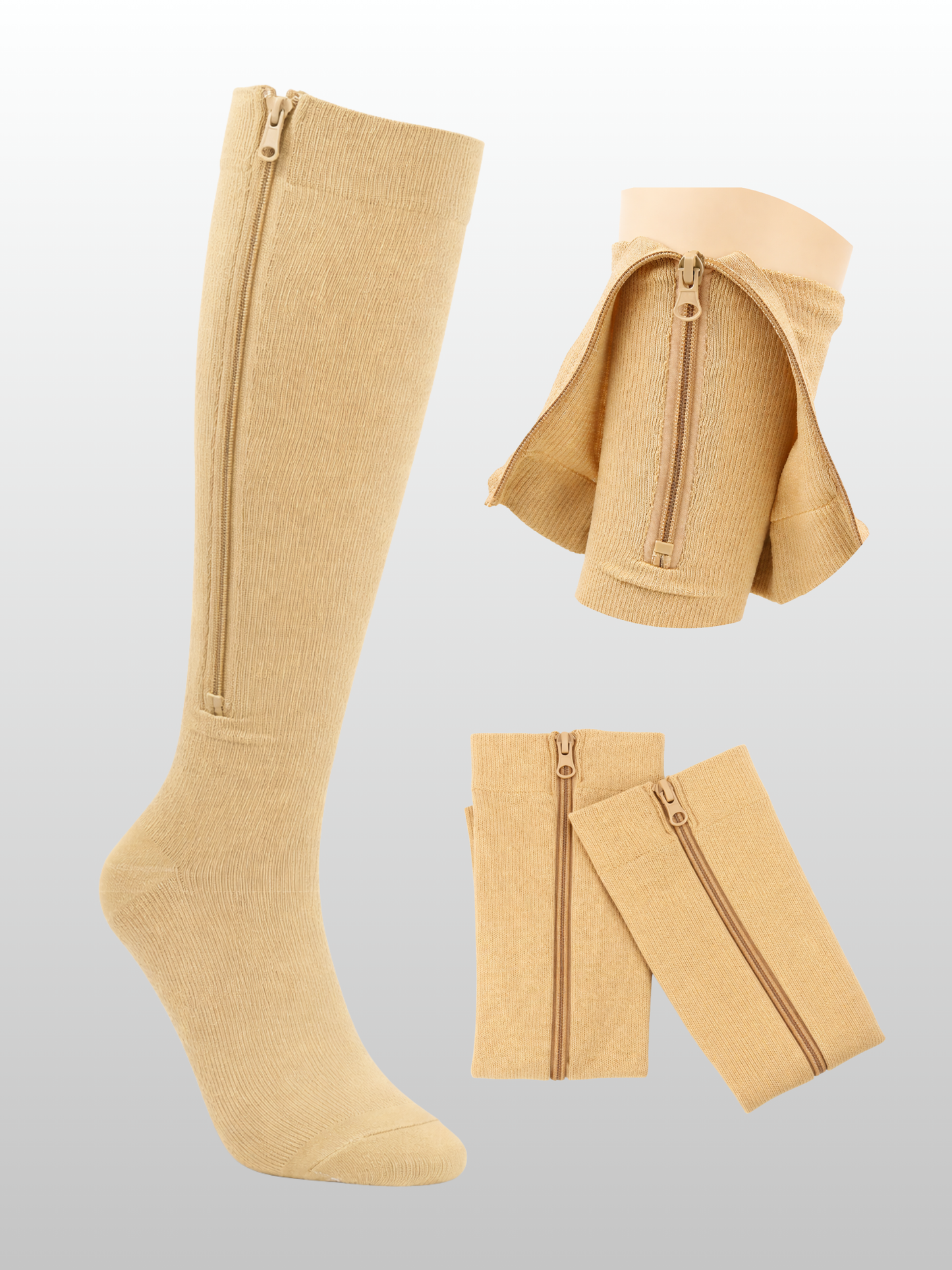 Kompressionssocken, Reißverschluss, Sanfte Kompression, Geschlossene Zehen, Schwangerschaft, Knielang