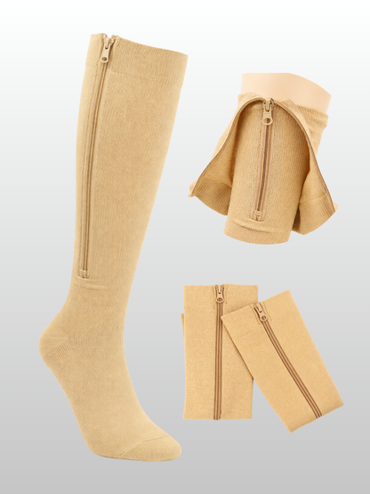 Kompressionssocken, Reißverschluss, Sanfte Kompression, Geschlossene Zehen, Schwangerschaft, Knielang