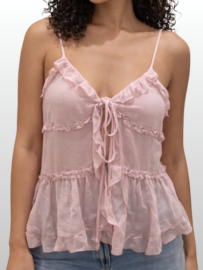 Maternity Top, Adjustable Tie Closure, Babydoll Cut, Ruffle Details, Photoshoot, Babymoon, Nursing-Friendly