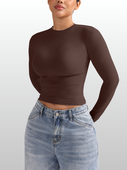 Shaping Top, Langarm, Kompressions-Fit, Second-Skin, Bauchweg-Effekt, Rundhals, Damen