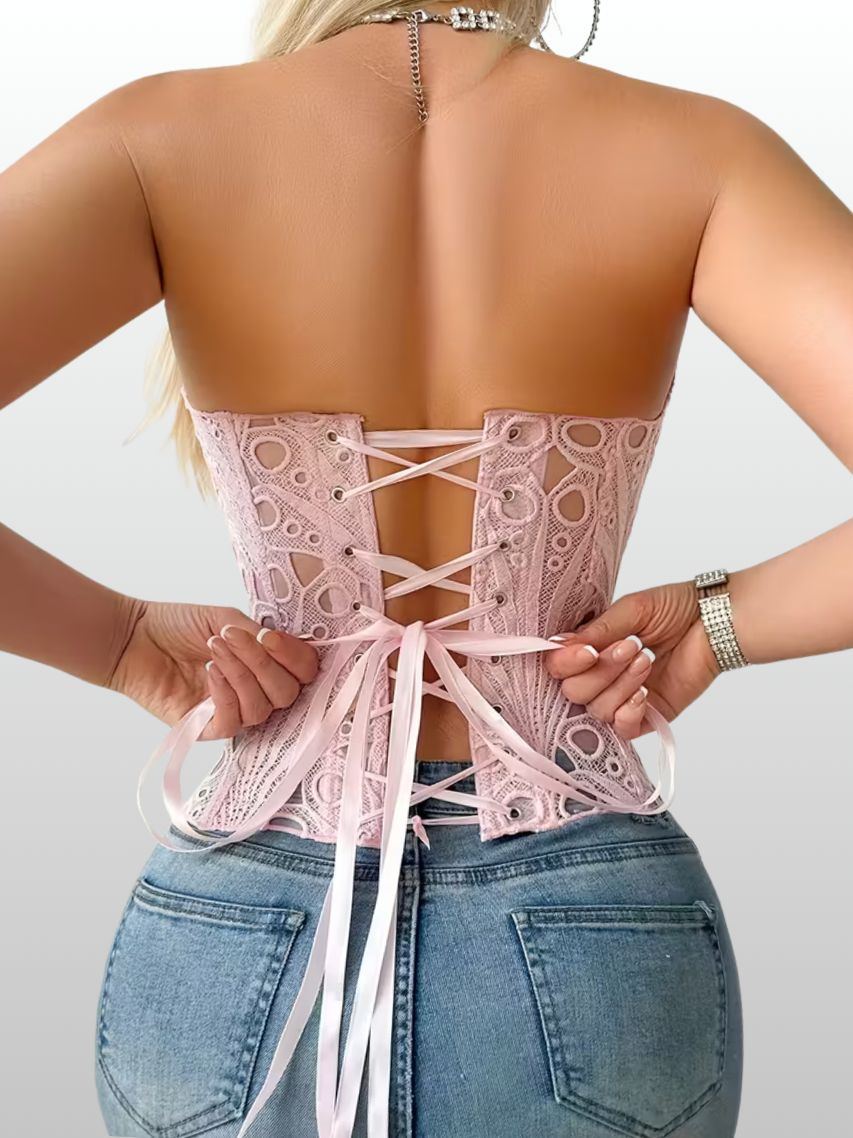 Korsett Top, Hollow Out, Gestrickt, Trägerlos, Atmungsaktiv