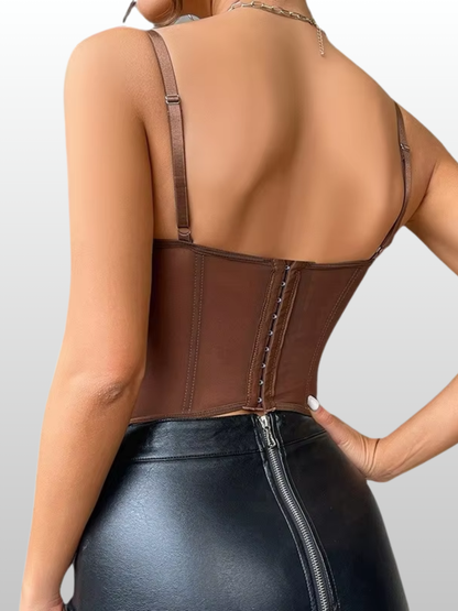 Push Up Top, Verstellbar, Atmungsaktiv, Sanduhr Silhouette, Korsett Optik