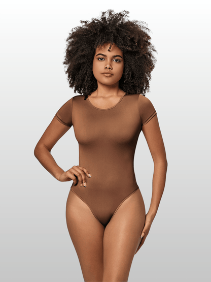 Shaping Bodysuit, Kurzarm, Quadratischer Ausschnitt, Nahtlos, Stringschnitt, Kompression, Figurformend
