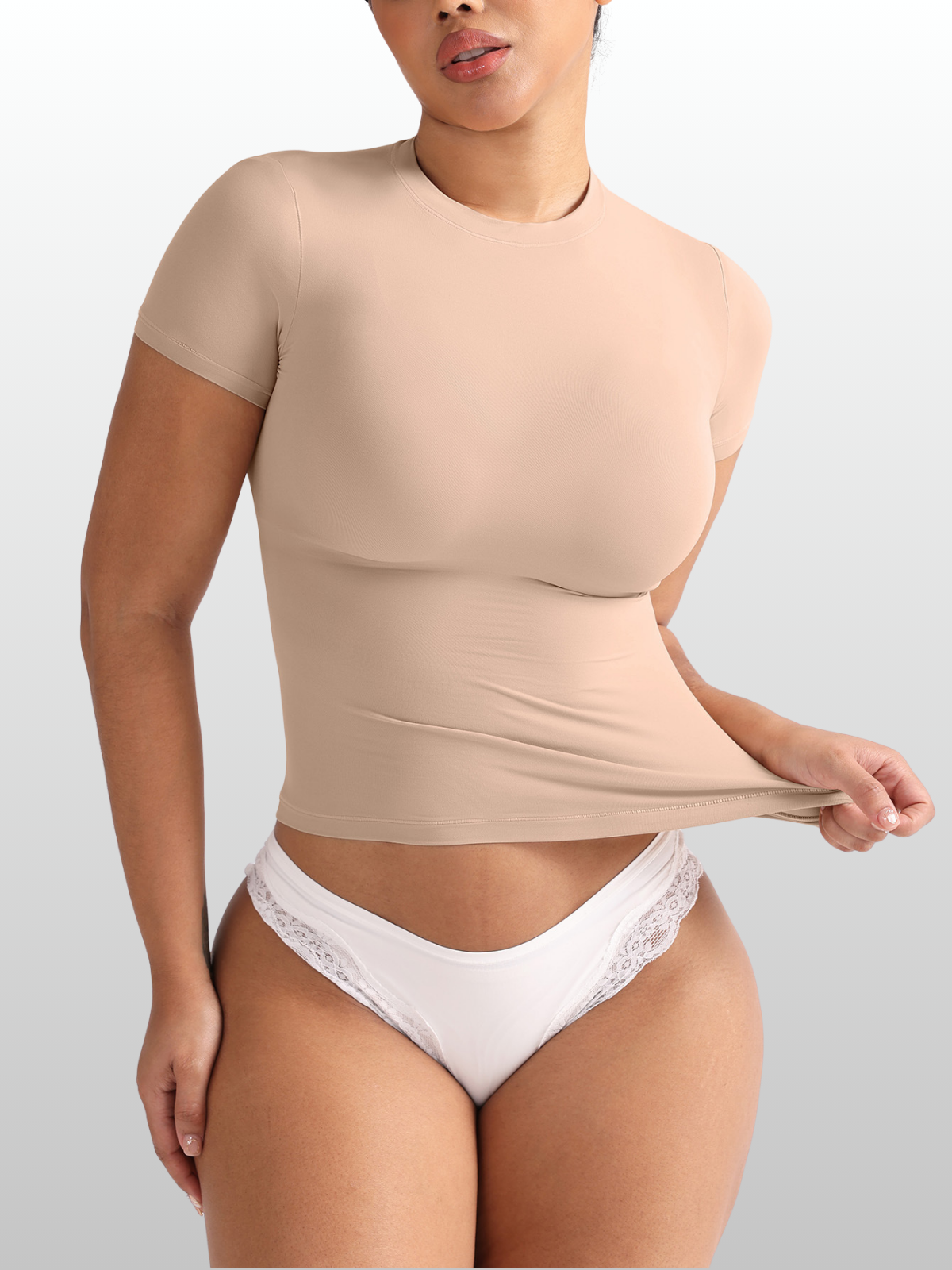 Shaping Top, Kurzarm, Kompressions-Fit, Second-Skin, Bauchweg-Effekt, Rundhals, Damen