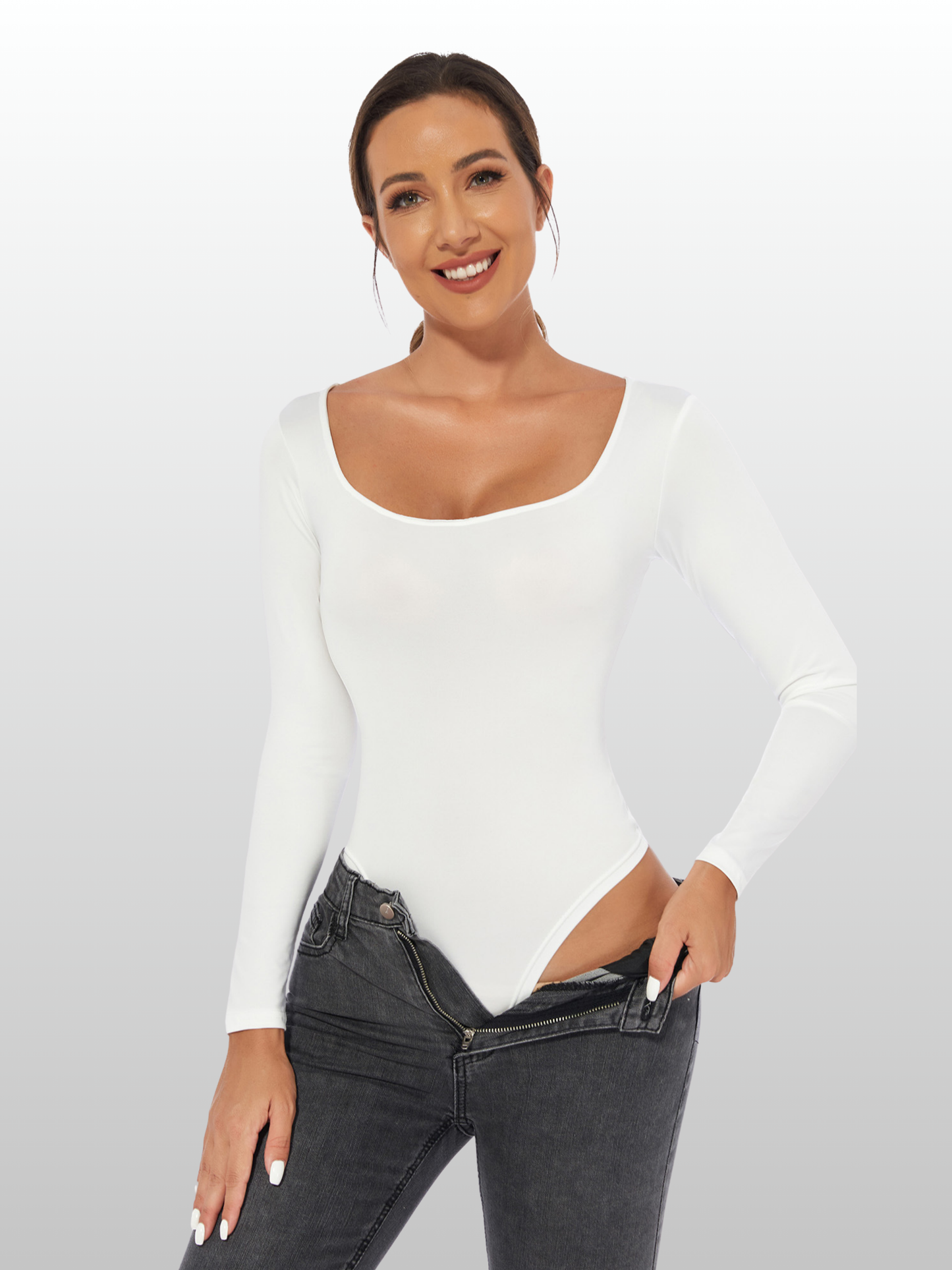Shapewear Body langarm mit Bauchweg-Effekt, nahtlos