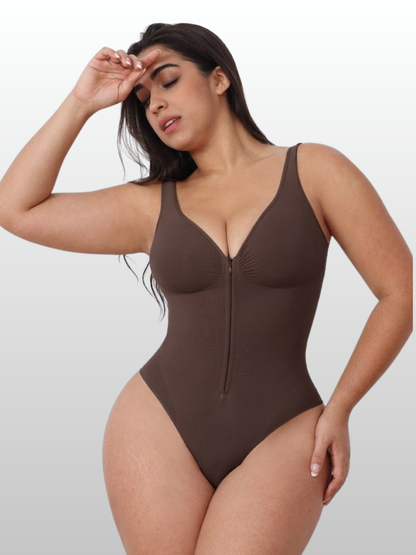 Shaping Bodysuit, Front-Reißverschluss, Sweetheart-Ausschnitt, Nahtlos, Taillenkontrolle, Figurformend, Outerwear