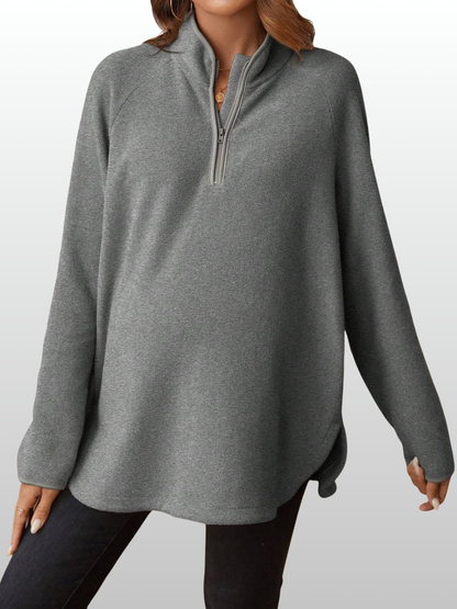 Umstandsmode, Fleecepullover Half-Zip, Schwangerschaft Pullover Oversized Weich, Langarm Fleece Umstandsmode, Warmer Winter Hoodie