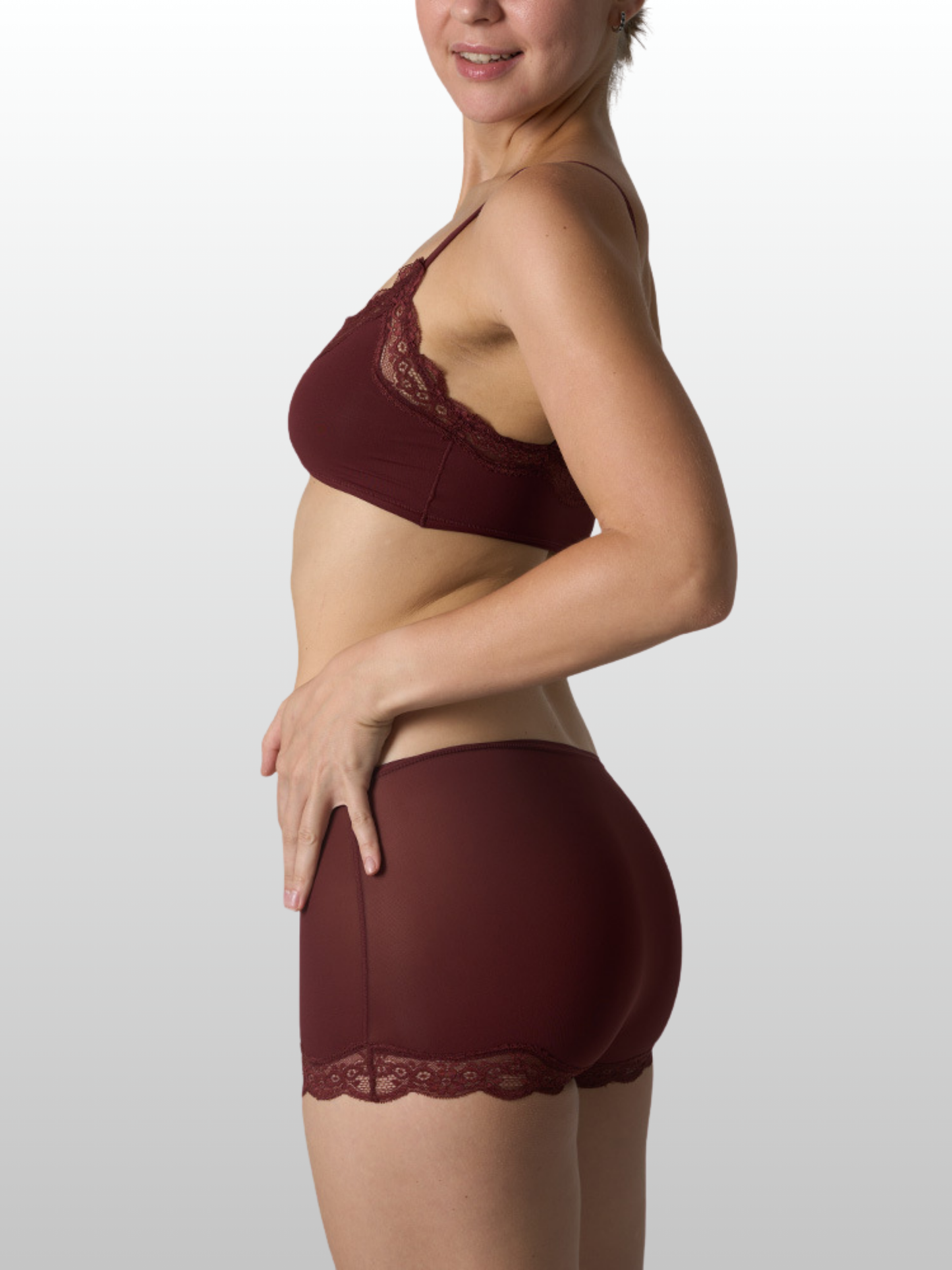 Lounge Set, Bralette & Boxer, Spitzenbesatz, Bügellos, Second-Skin, Homewear & Schlaf, Schwarz