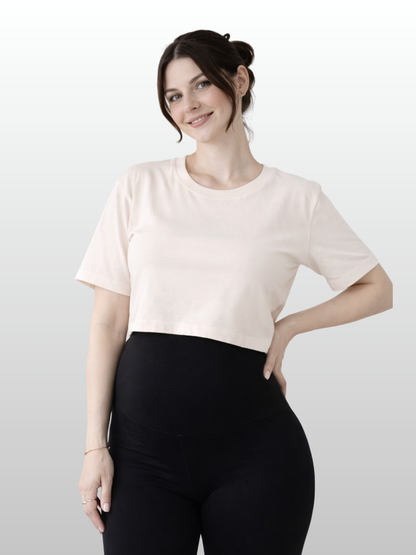 Umstands-Crop-Top, Baumwolle, Modern, Kurze Ärmel, Schwangerschaft Stillzeit, Vielseitig