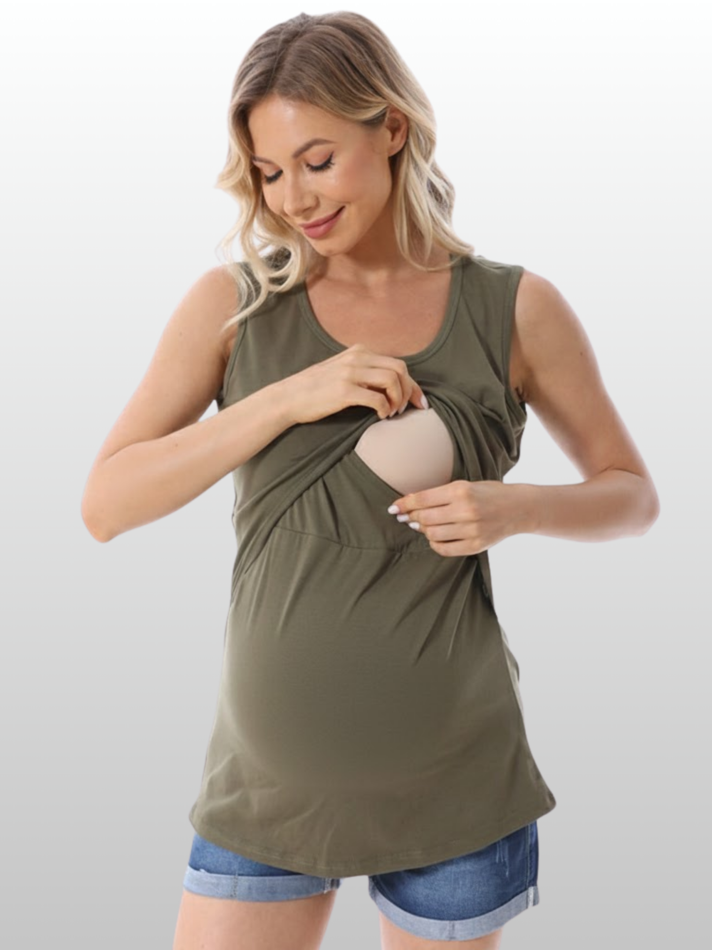 Umstands-Stilltanktop, Pull-Up-Zugang, Ärmellos, Baumwolle, Atmungsaktiv, Sommer, Schwangerschaft Stillzeit