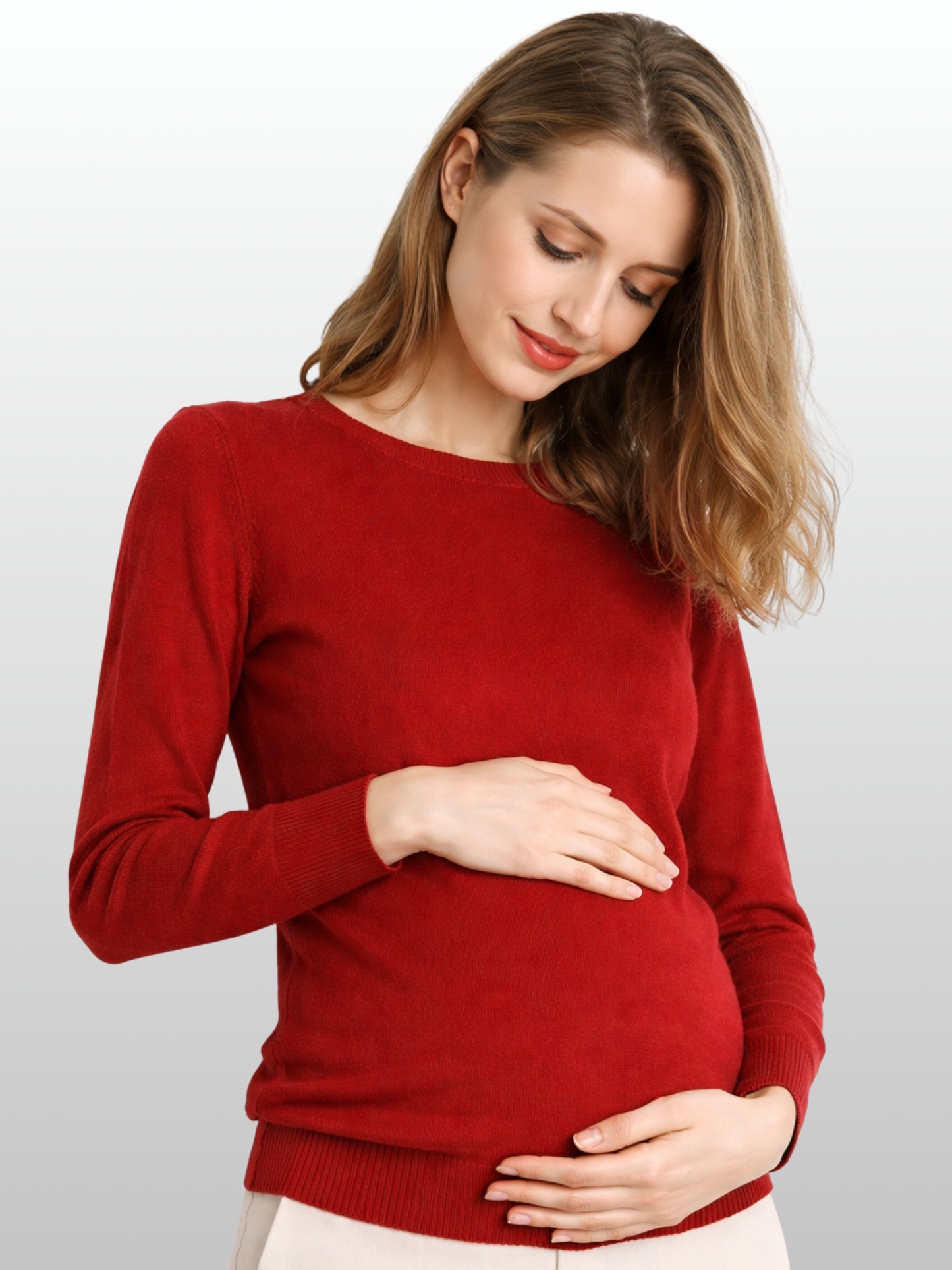 Umstandspullover, Rundhals, Weicher Strick, Elegant, Smart-Casual, Büro & Alltag, Frühe Schwangerschaft