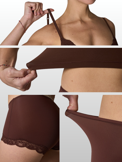 Lounge Set, Longline Bralette & Boxer, Spitzenbesatz, Soft Sculpt, Bügellos, Second-Skin, Homewear