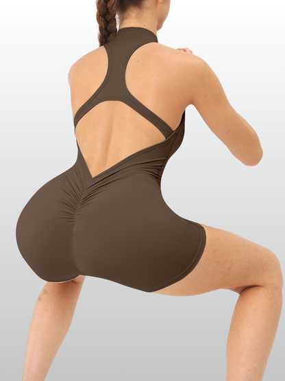 Jumpsuit Damen kurz, Racerback, figurformend, ärmellos