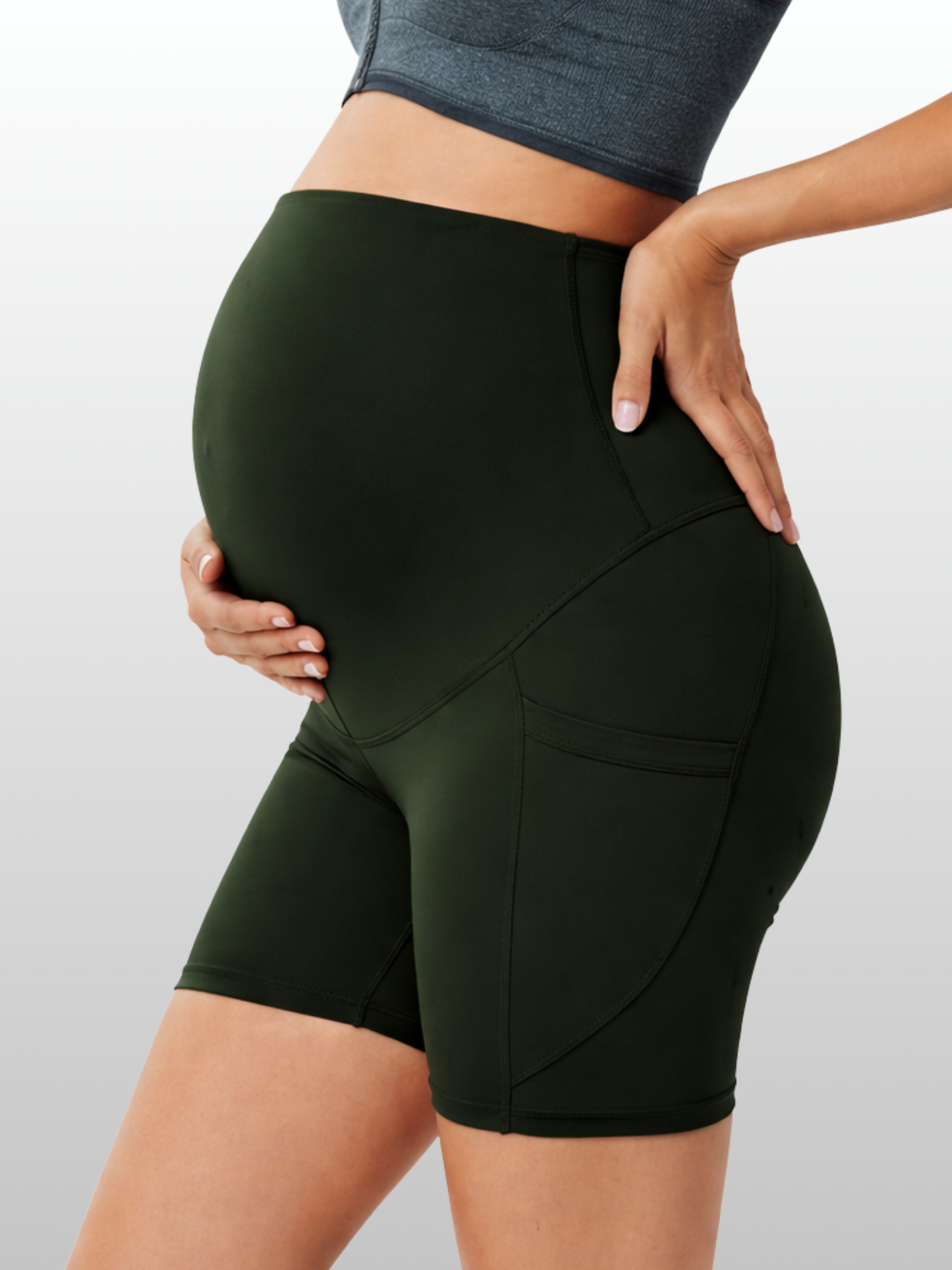 Umstandsshorts, Taschen, Hoher Bauchbund, Shapewear, Sommer, Atmungsaktiv, Alle Trimester