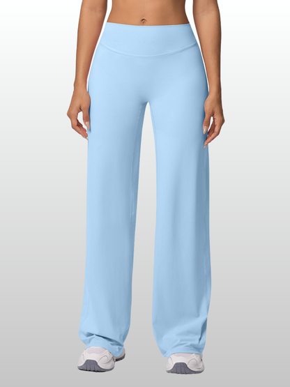 Yogahose Damen mit weitem Bein, hoher Bund, nahtlose Front