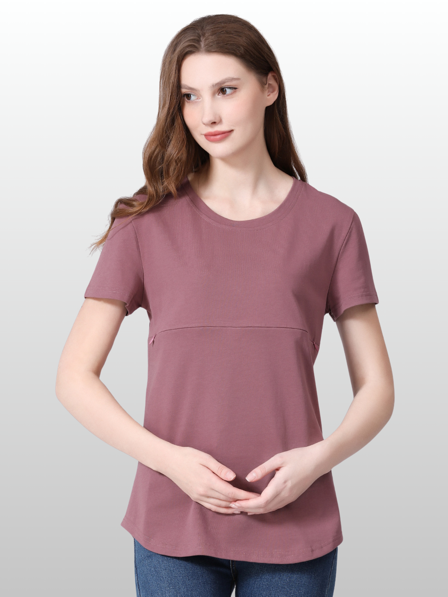 Nursing Top, Cotton, Hidden Zipper, Discreet, Soft Coverage