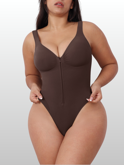 Shaping Bodysuit, Front-Reißverschluss, Sweetheart-Ausschnitt, Nahtlos, Taillenkontrolle, Figurformend, Outerwear