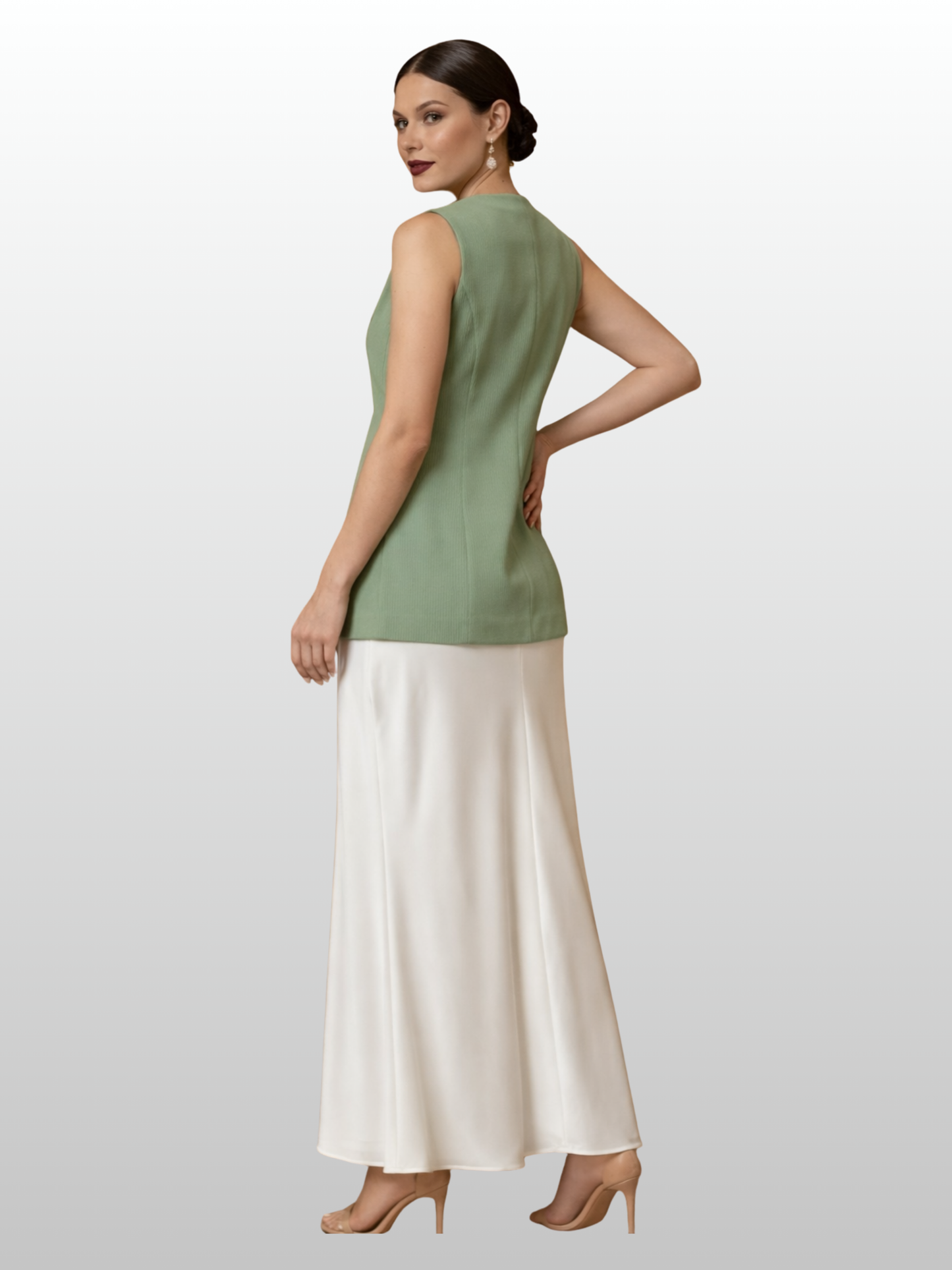 Maternity Vest, Office Style, Structured Cut, Button Front, Peplum Hem, Waist Cut, Business
