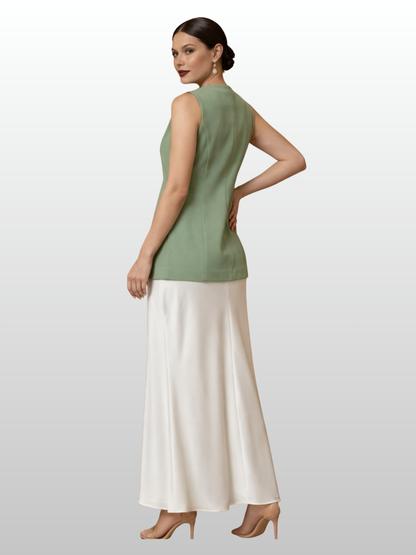 Maternity Vest, Office Style, Structured Cut, Button Front, Peplum Hem, Waist Cut, Business