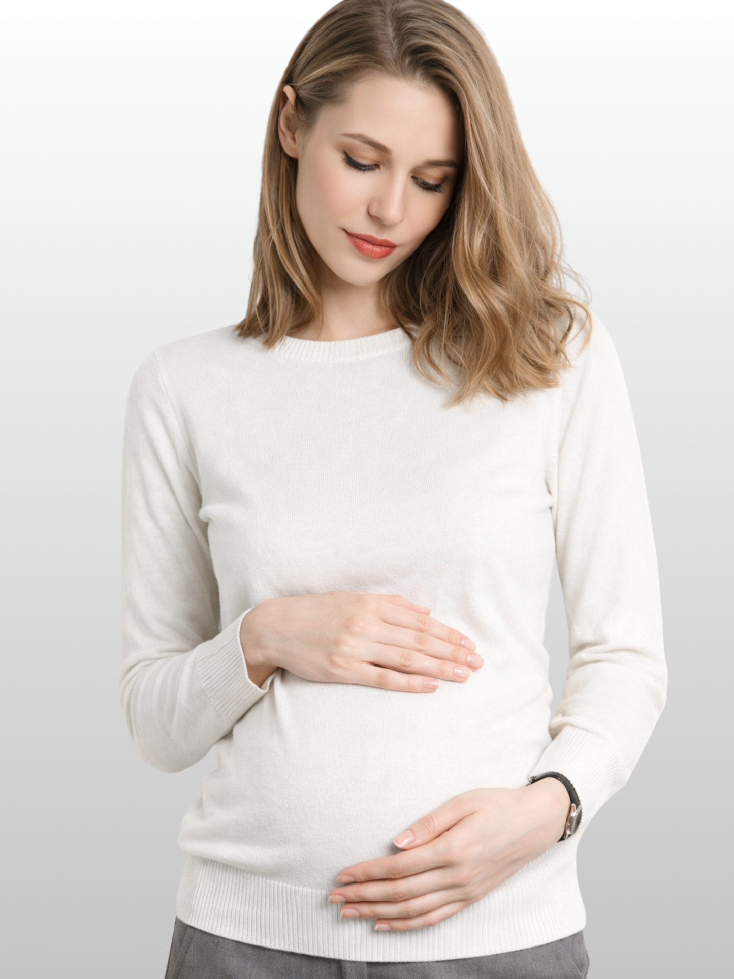 Umstandspullover, Rundhals, Weicher Strick, Elegant, Smart-Casual, Büro & Alltag, Frühe Schwangerschaft