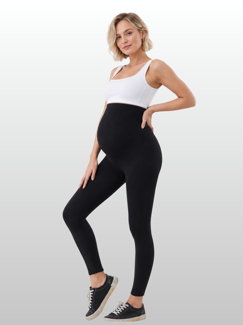 Maternity Leggings, High-Waist, Belly Support, All Trimesters, Seamless