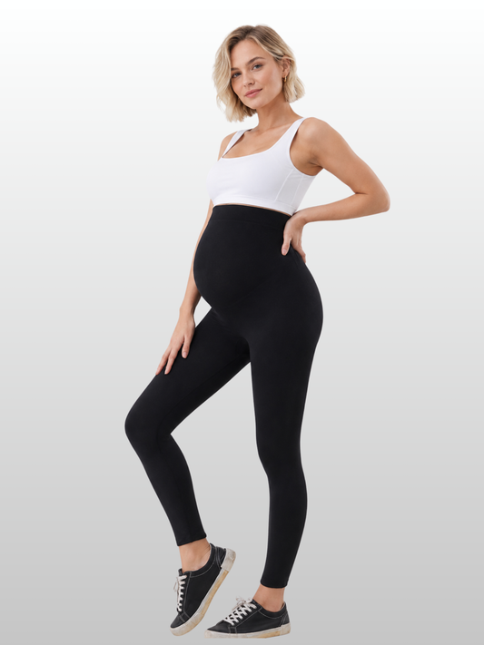 Maternity Leggings, High-Waist, Belly Support, All Trimesters, Seamless