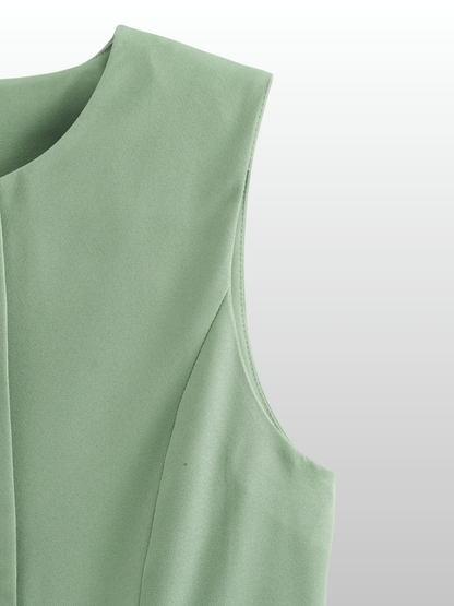 Maternity Vest, Office Style, Structured Cut, Button Front, Peplum Hem, Waist Cut, Business
