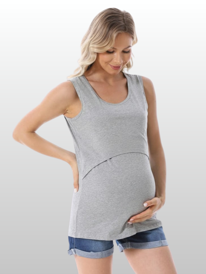 Umstands-Stilltanktop, Pull-Up-Zugang, Ärmellos, Baumwolle, Atmungsaktiv, Sommer, Schwangerschaft Stillzeit