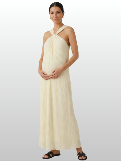 Maternity Dress, Maxi, Gauze Cotton, Crinkle Texture, Cross Straps