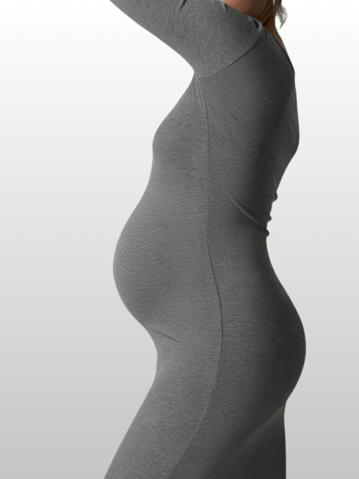 Umstandskleid, Maxikleid Langarm, Carré-Ausschnitt, Figurbetontes Strickkleid