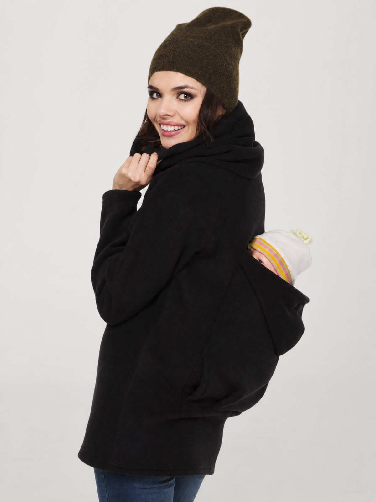 Babywearing Jacket in Fleece with Baby Opening Front and Back